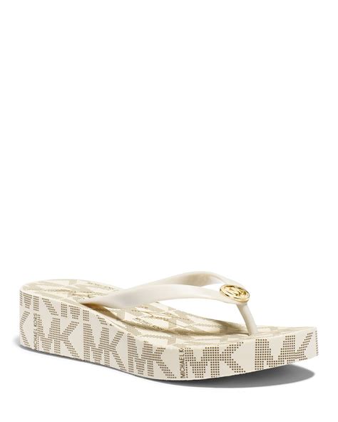 michael kors white wedge trainers|michael kors wedge flip flops.